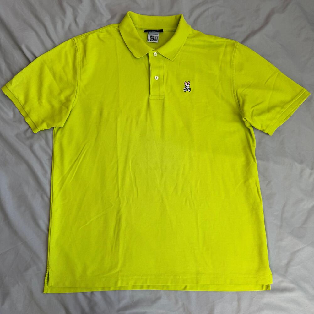 Psycho Bunny Neon Yellow Polo Shirt Size 8 Classic Cotton - Picture 2 of 9
